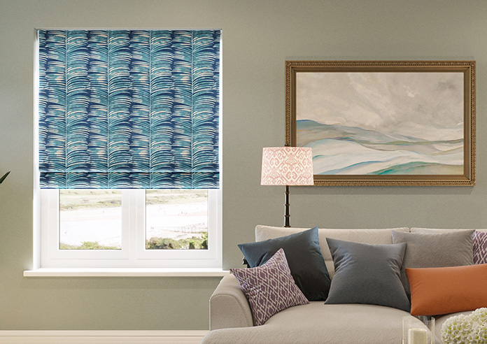 Melody Velvet, Blue Lagoon - Twist&Fit Roman Blind - Image 3